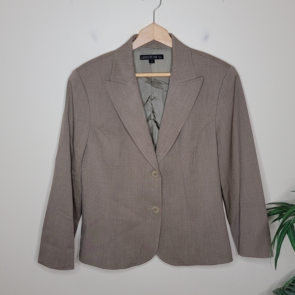 Lafayette 148 New York | Light Brown Two Button Wool Blend Blazer Size 12